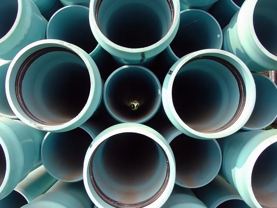 Plastic water and drain pipes prepared for installation